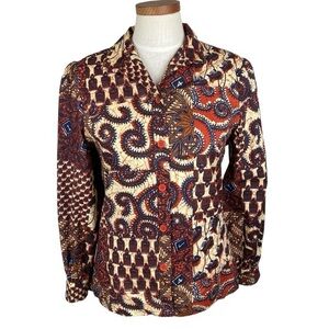 Vintage JCPenney African Afro-Centric Print Cotton Button Down Shirt